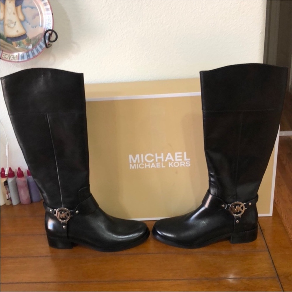 Michael Kors Black Leather Riding Boots size 5.5